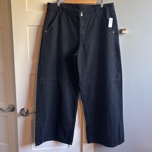 Gap 33 16 black ultra baggy mid rise wide leg denim jeans NWT NEW $80
